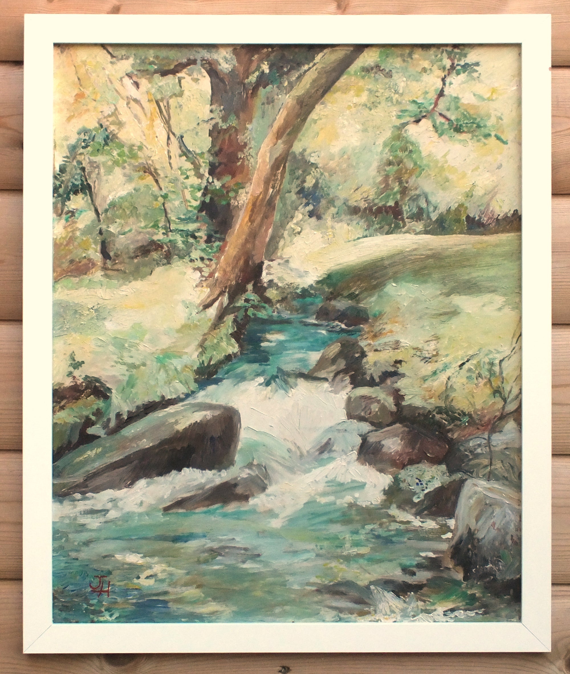 Helford Stream, Cornwall Landscape Oil Painting Framed, Signed