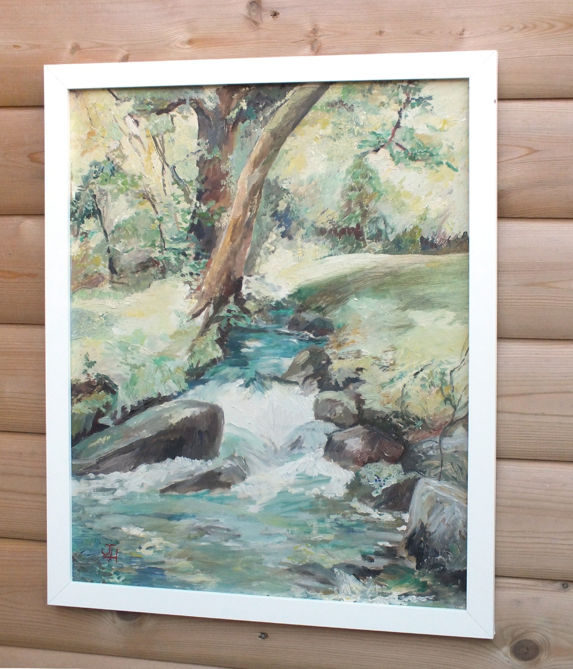 Helford Stream, Cornwall Landscape Oil Painting Framed, Signed