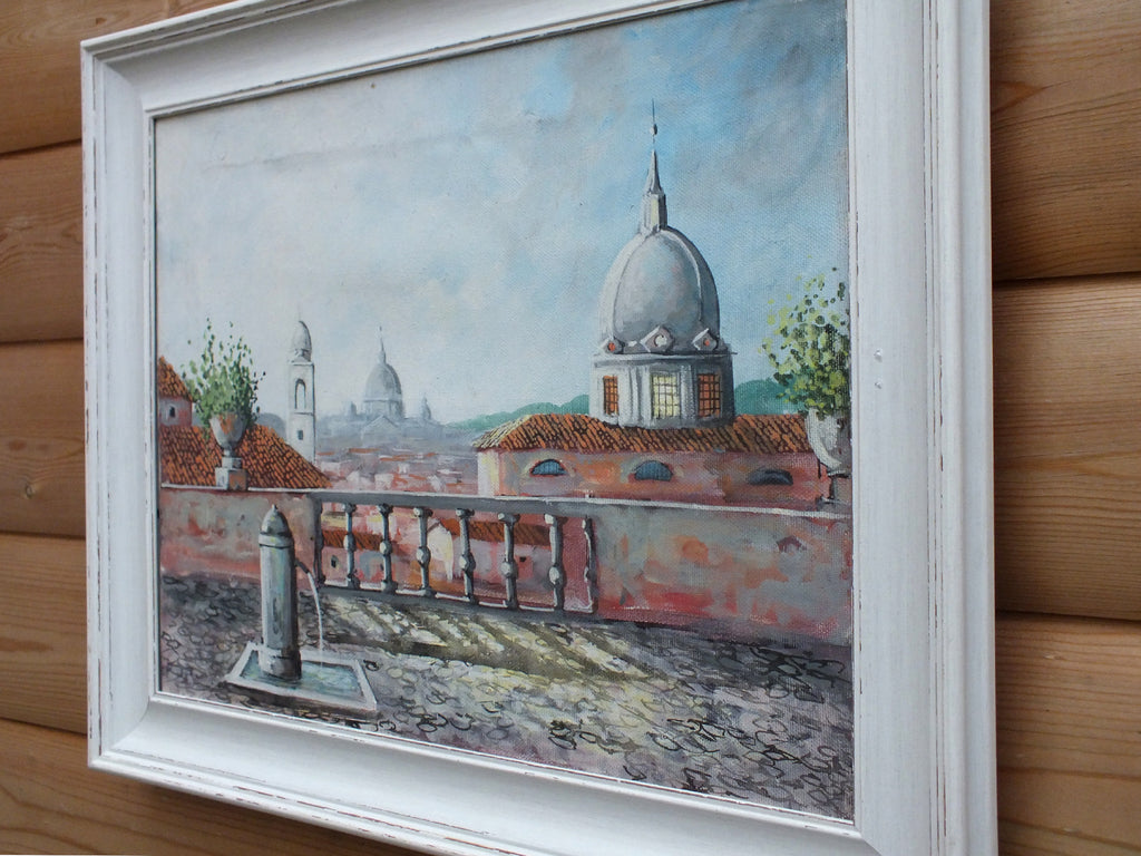 Rooftop View of Rome Oil Painting Framed Original  -  GalleryThane.com