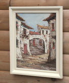 Spanish Village Scene Oil Painting Framed Signed Original - GalleryThane.com