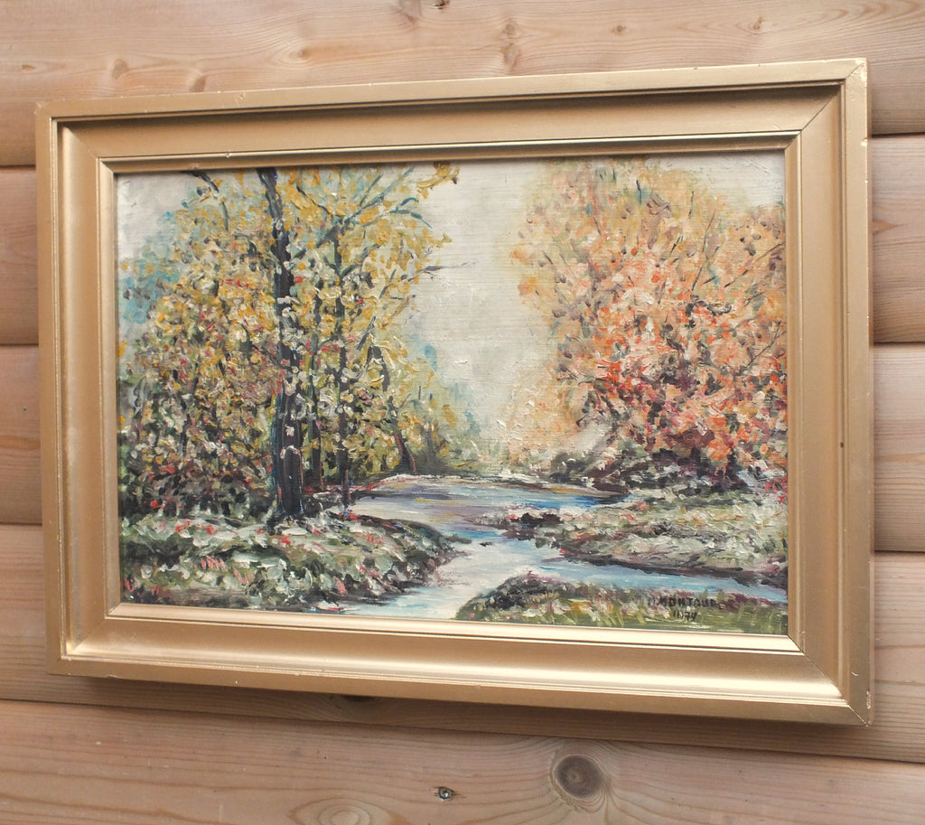 French Forest Landscape, Framed Signed Oil Painting