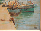 Fishing Boats, Quayside, Framed Signed Oil Painting