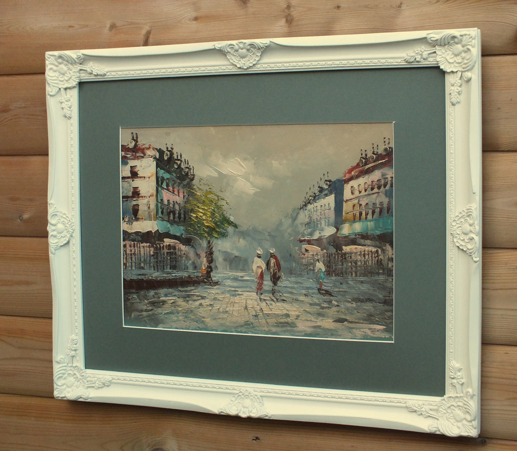 Paris Street Scene, Framed Oil Painting