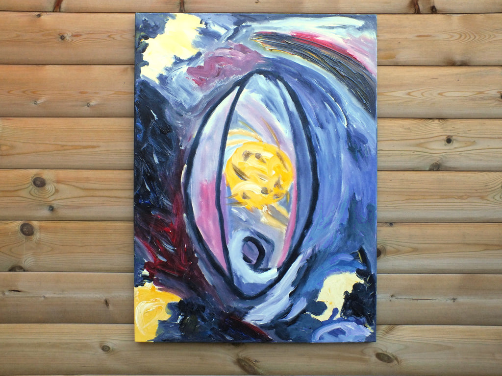 Abstract Organic Expressionist Painting, Within the Cradle, Signed Unframed