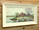 Lakeside Farm Landscape Oil Painting Framed Original