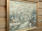 English Winter Landscape Oil Painting Framed Village Scene