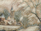 English Winter Landscape Oil Painting Framed Village Scene