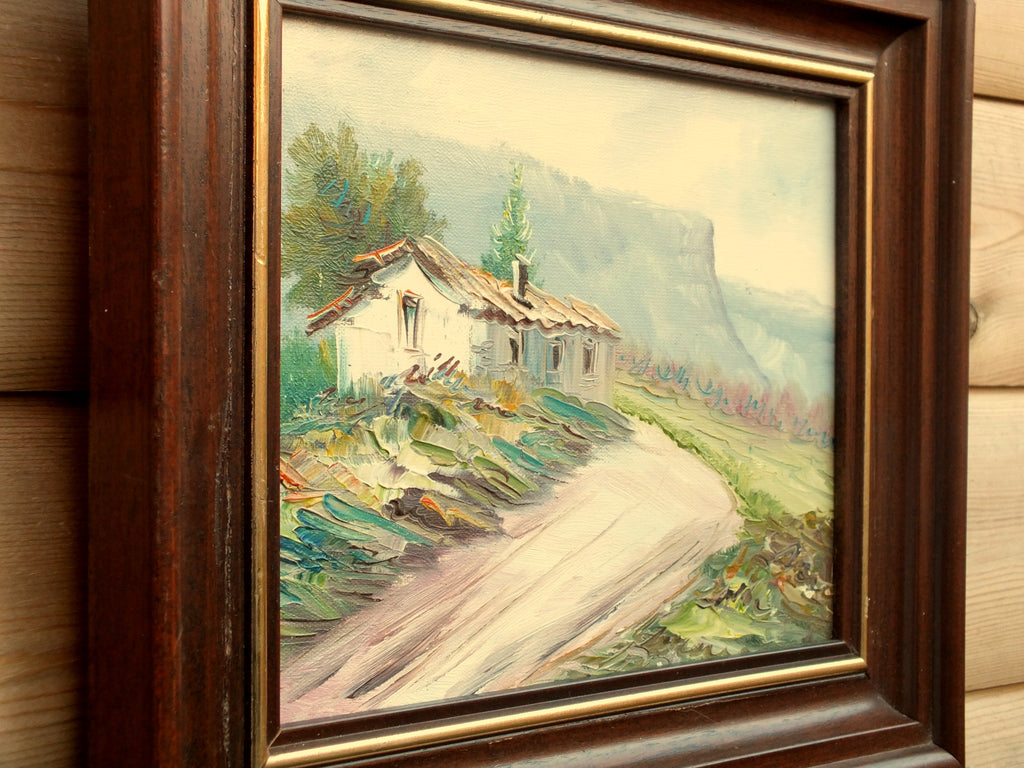 Mountain Cottage, Landscape Oil Painting, Framed Original