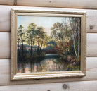 Tree Lined River, Landscape Oil Painting, Framed Original