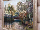 Tree Lined River, Landscape Oil Painting, Framed Original