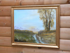 English Farming Landscape Oil Painting, Framed Signed Original