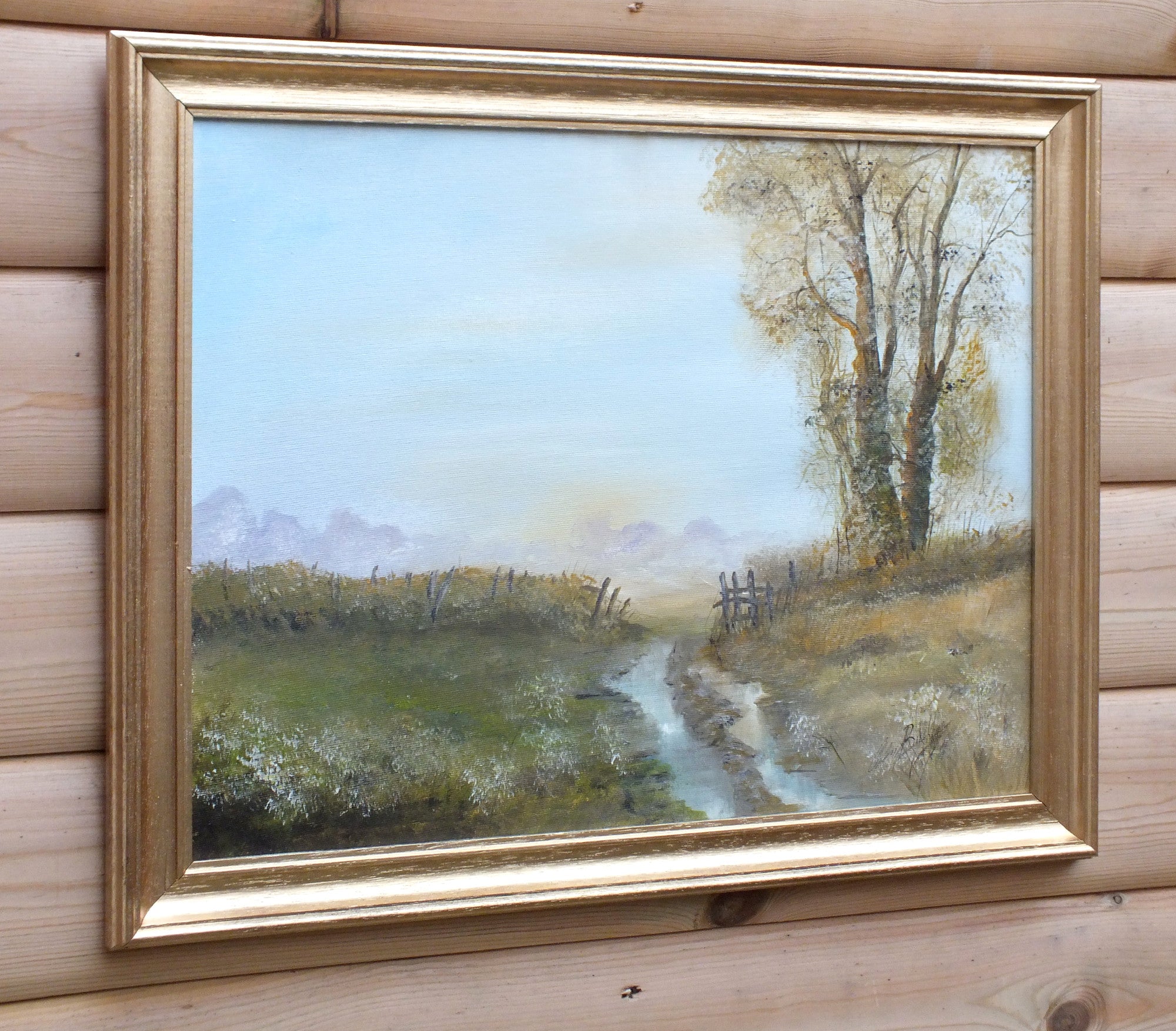 English Farming Landscape Oil Painting, Framed Signed Original