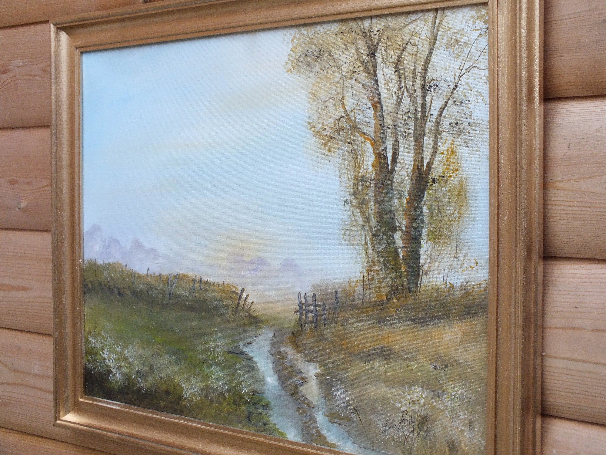 English Farming Landscape Oil Painting, Framed Signed Original