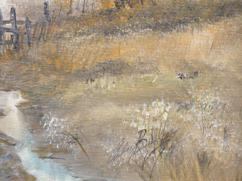 English Farming Landscape Oil Painting, Framed Signed Original