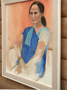 Woman in Blue Saree, Portrait Framed Oil Painting Penny Manners