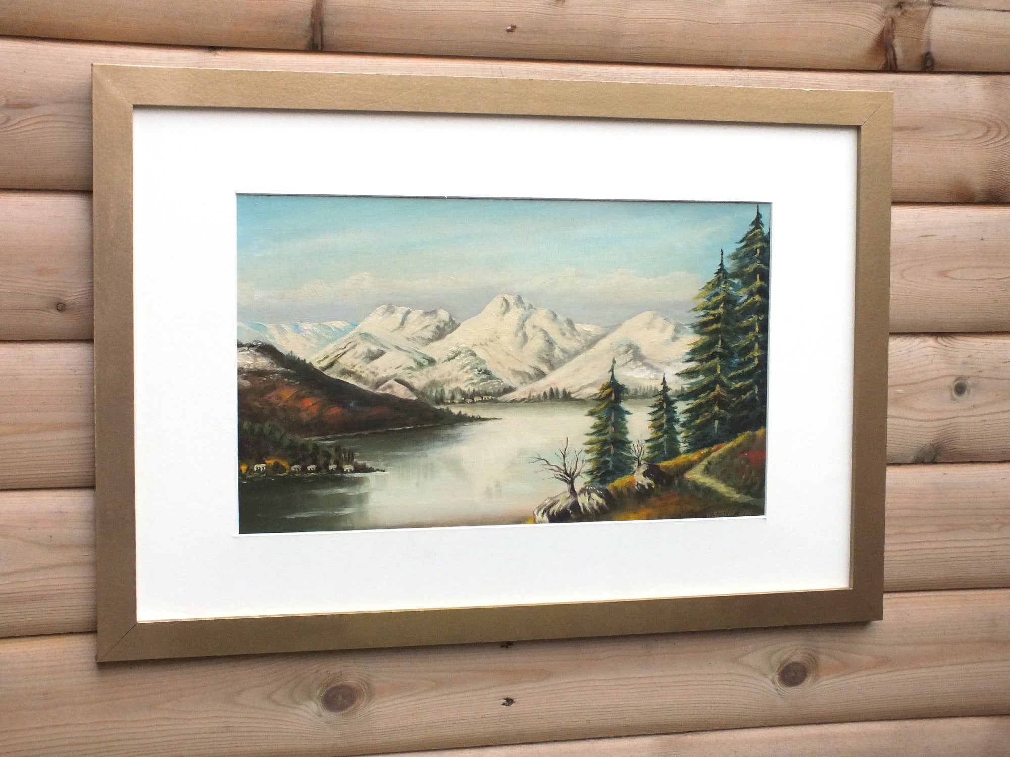 Winter Lake and Pines, Wilfred Stacey Signed Framed Original Oil Painting