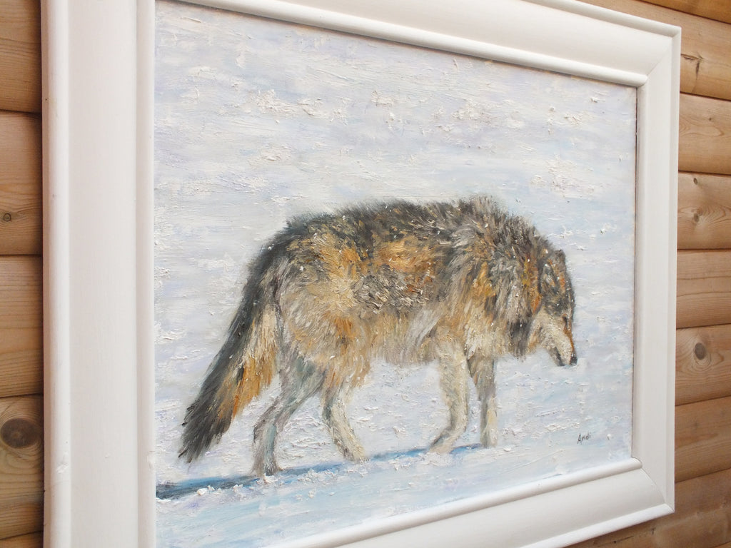 Wolf Original Framed Wildlife Painting by Andi Lucas