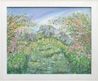 Elephants Painting Bridge over Lily pond landscape Fantasy Glitter