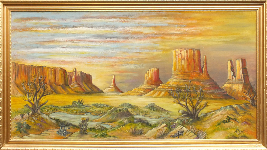 Monument Valley, Navajo Tribal Park Landscape Oil Painting Signed Framed Original