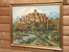 Tuscan Hilltop Town, Italian Landscape Oil Painting Signed Framed Original