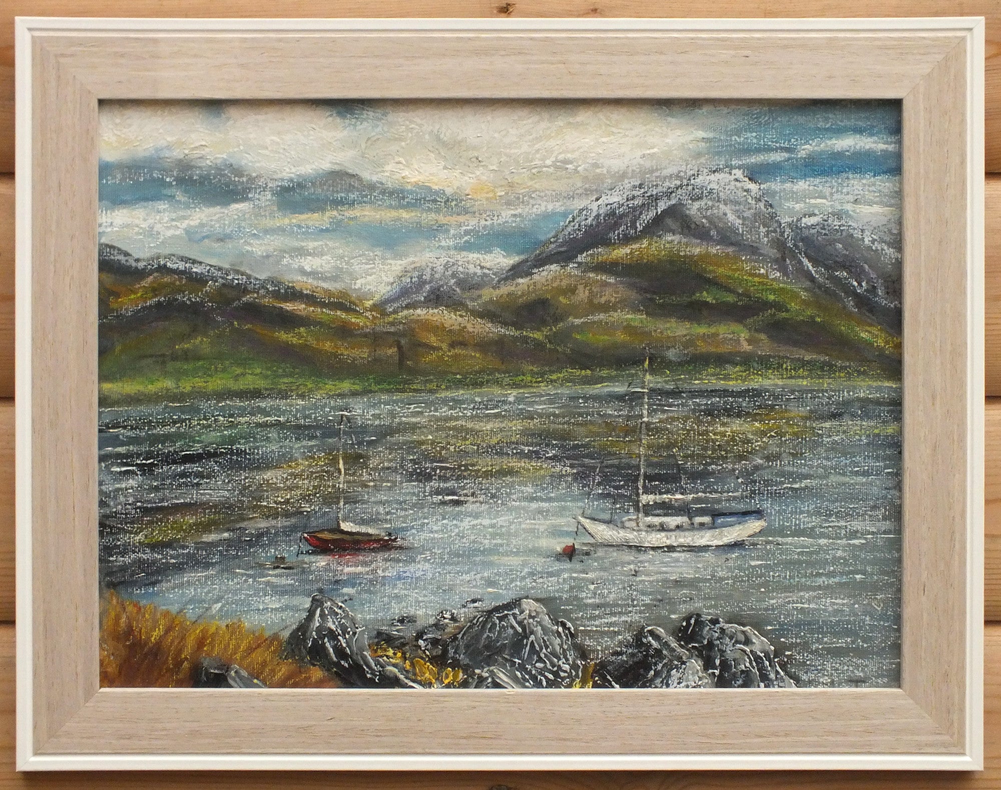 Sail Boats on Loch Leven, Scottish Landscape Framed Oil Painting