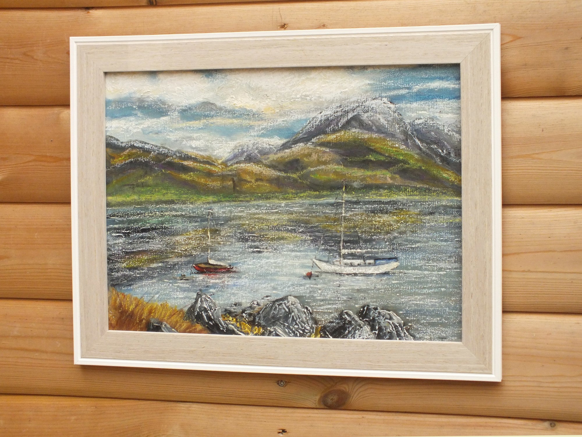 Sail Boats on Loch Leven, Scottish Landscape Framed Oil Painting