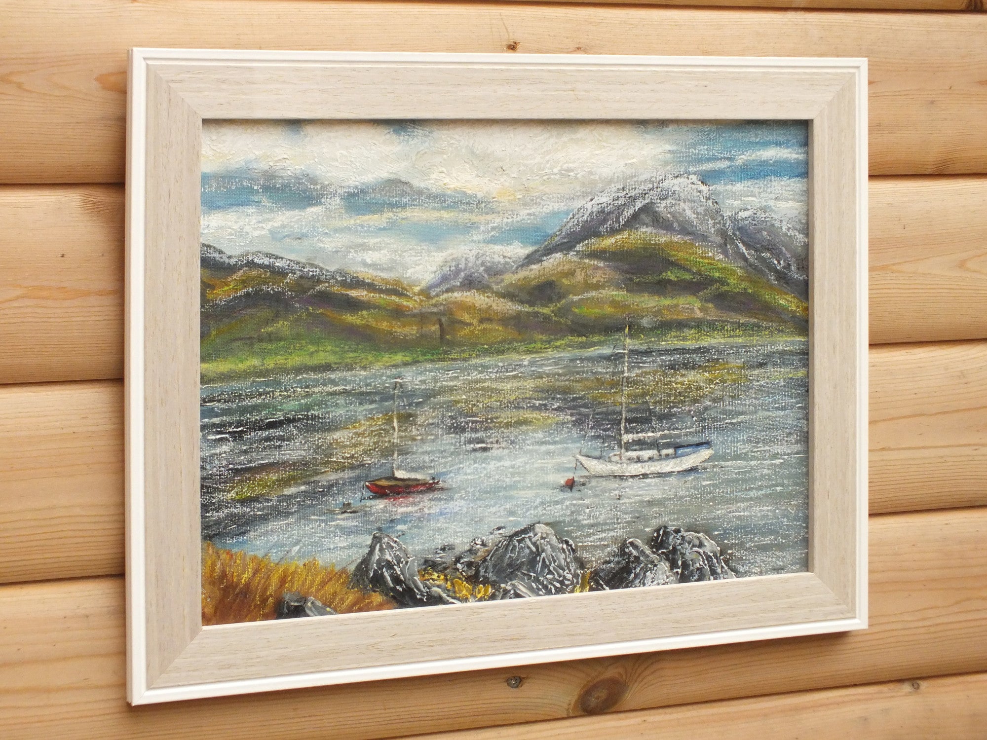 Sail Boats on Loch Leven, Scottish Landscape Framed Oil Painting