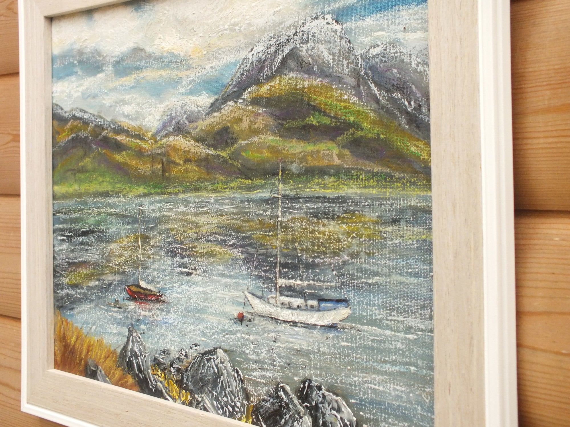 Sail Boats on Loch Leven, Scottish Landscape Framed Oil Painting