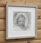 Baby Portrait, Original Illustration, Framed