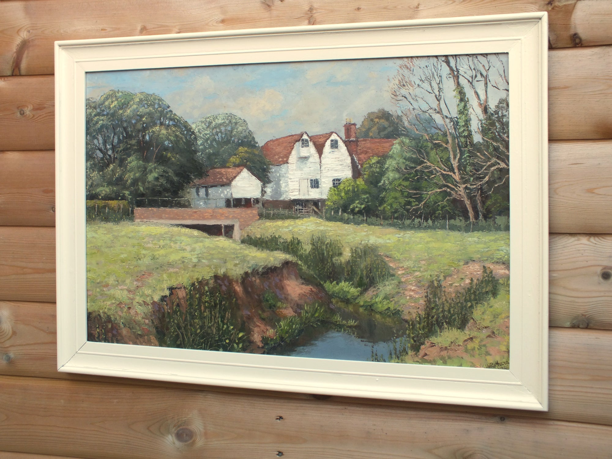 English Mill House Oil Painting, Framed Signed Original