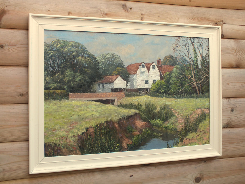 English Mill House Oil Painting, Framed Signed Original