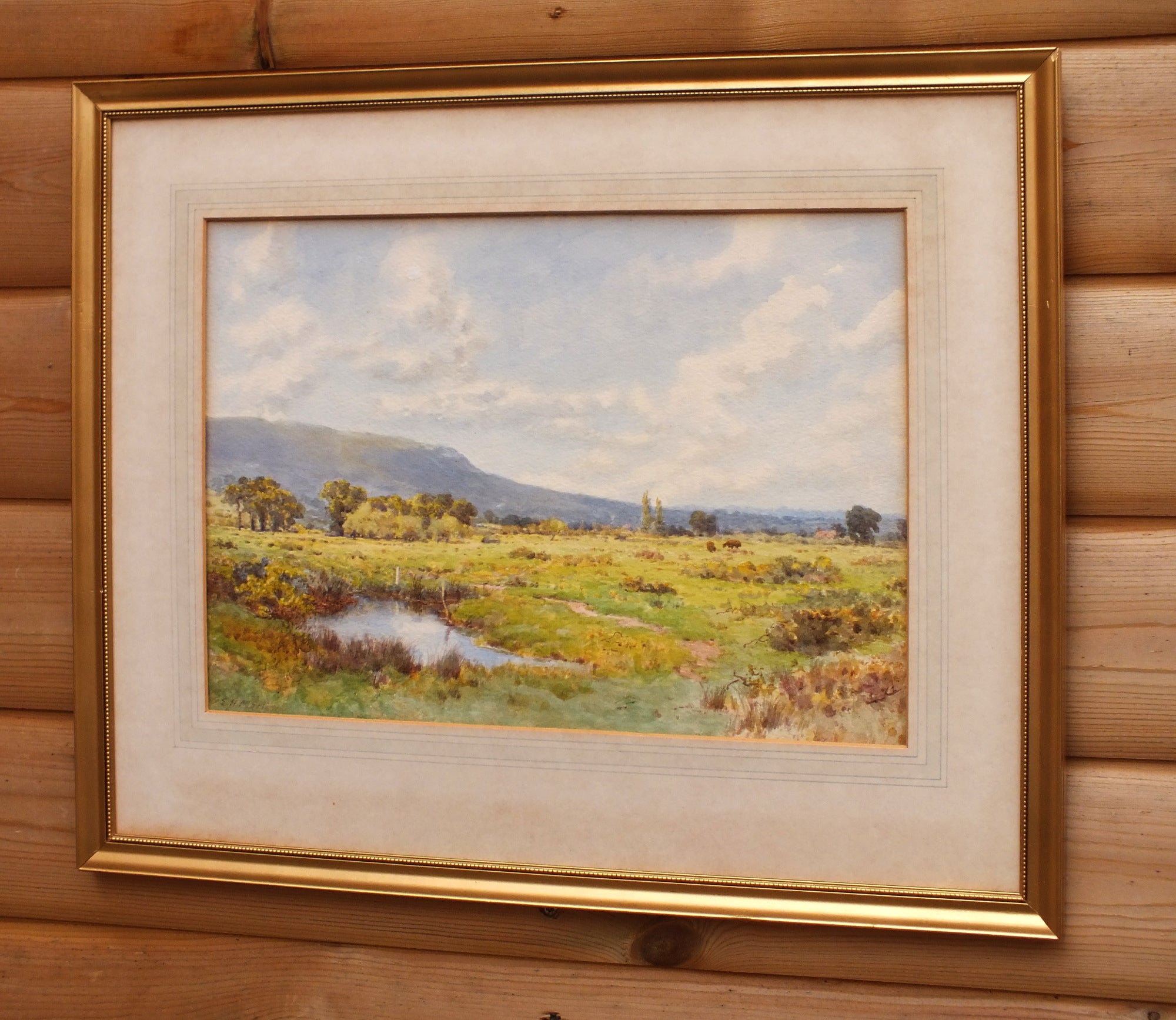 Antique Watercolor Painting, Dorset Landscape, Framed Original, Elliot Henry Marten