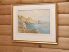 Antique Watercolor Painting, Fiquet Bay, Jersey Landscape, Framed Original, Claude Wane