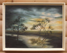 Sunset River Landscape, Framed Original Oil Painting