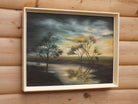 Sunset River Landscape, Framed Original Oil Painting