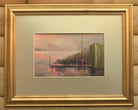 Sunset on the Thames, Antique Oil Paintinf, Framed Signed Original