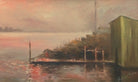 Sunset on the Thames, Antique Oil Paintinf, Framed Signed Original