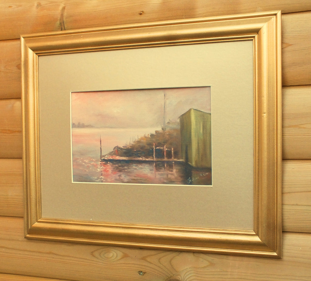 Sunset on the Thames, Antique Oil Paintinf, Framed Signed Original