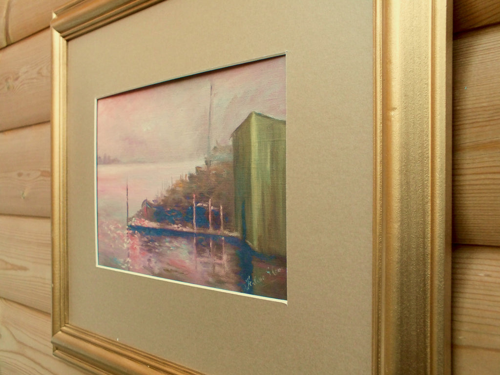 Sunset on the Thames, Antique Oil Paintinf, Framed Signed Original