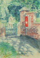 Village Postbox Watercolor Painting, Framed