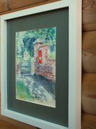 Village Postbox Watercolor Painting, Framed