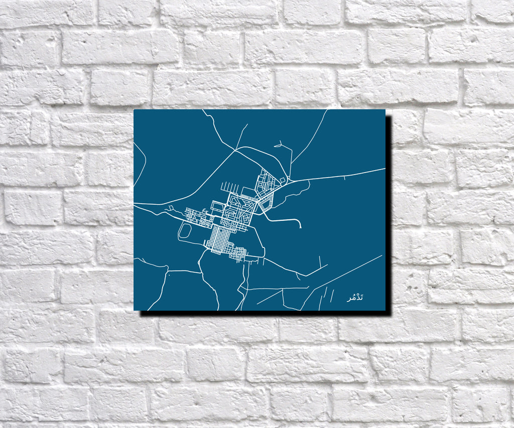 Palmyra, Syria City Street Map Print Feature Wall Art Poster