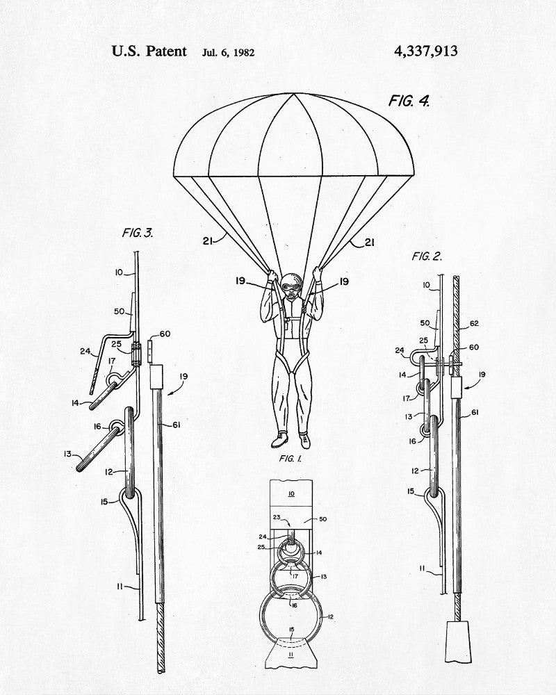 Parachute Ride Blueprints Parachute Blueprint Flying Patent Print Pilot Poster – GalleryThane