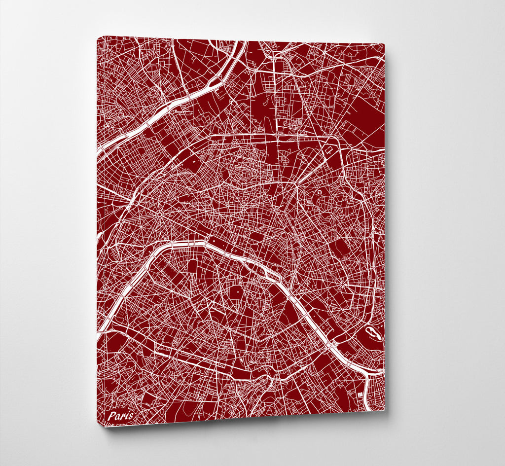 Paris City Street Map Print Feature Wall Art Poster