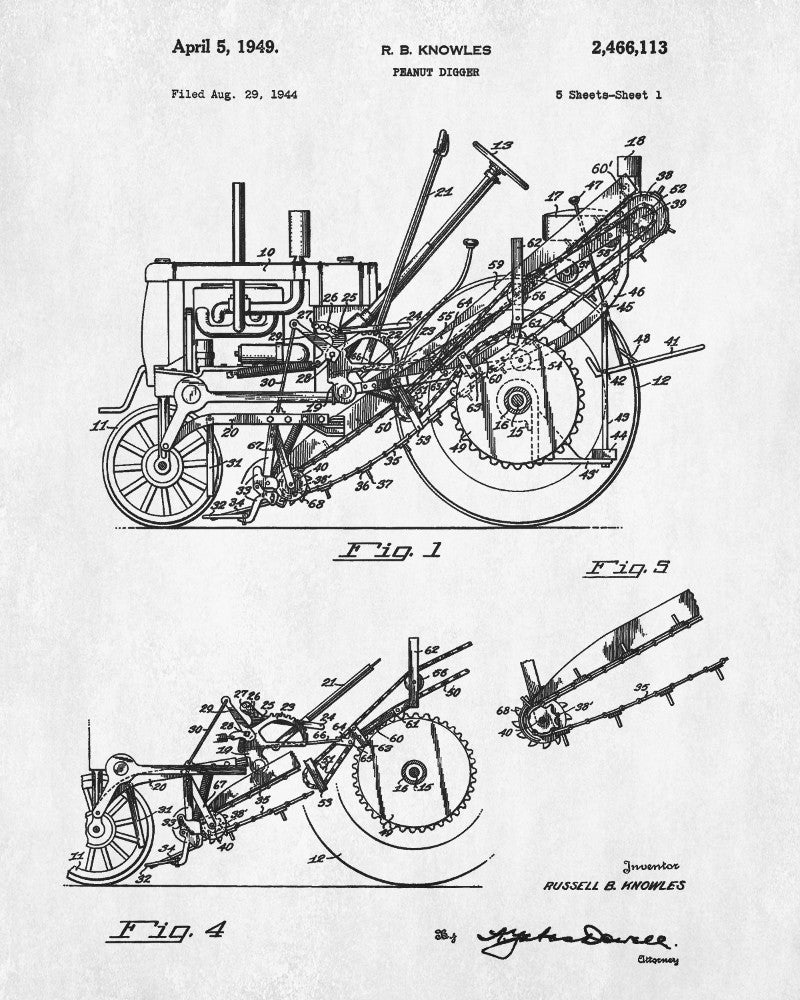 Copy of Farm Equipment Patent Print, Peanut Digger Poster
