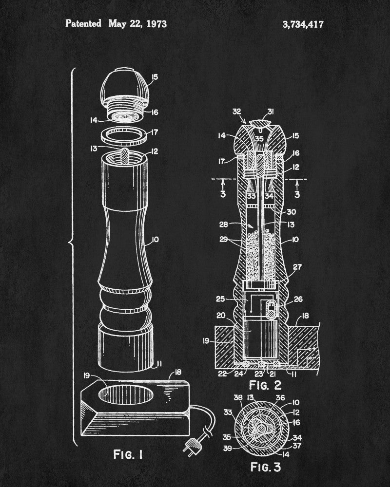 Pepper Mill Patent Print Kitchen Blueprint Poster Cafe Art