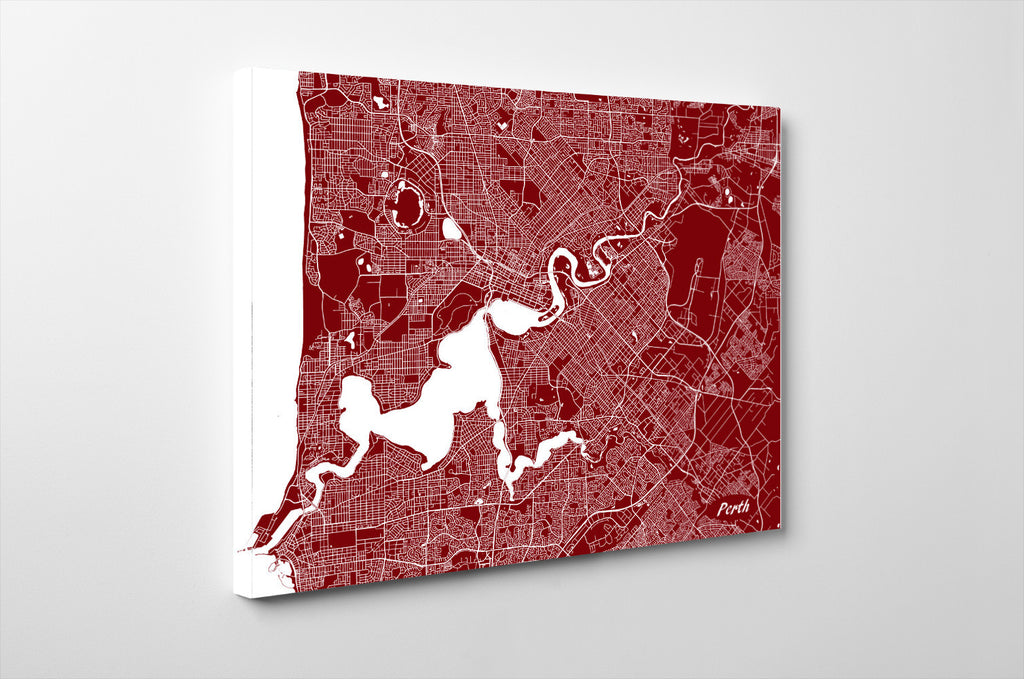 Perth City Street Map Print Feature Wall Art Poster