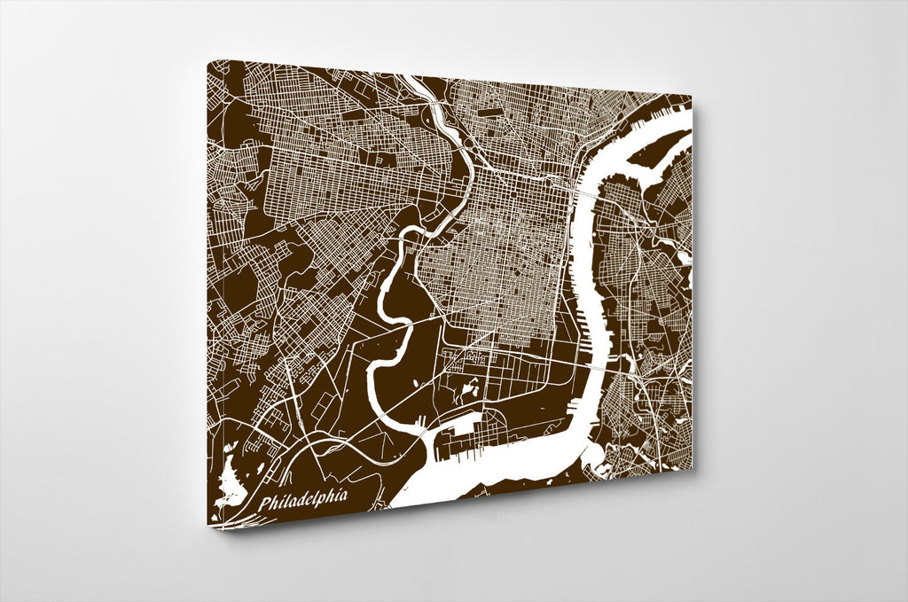 Philadelphia City Street Map Print Feature Wall Art Poster
