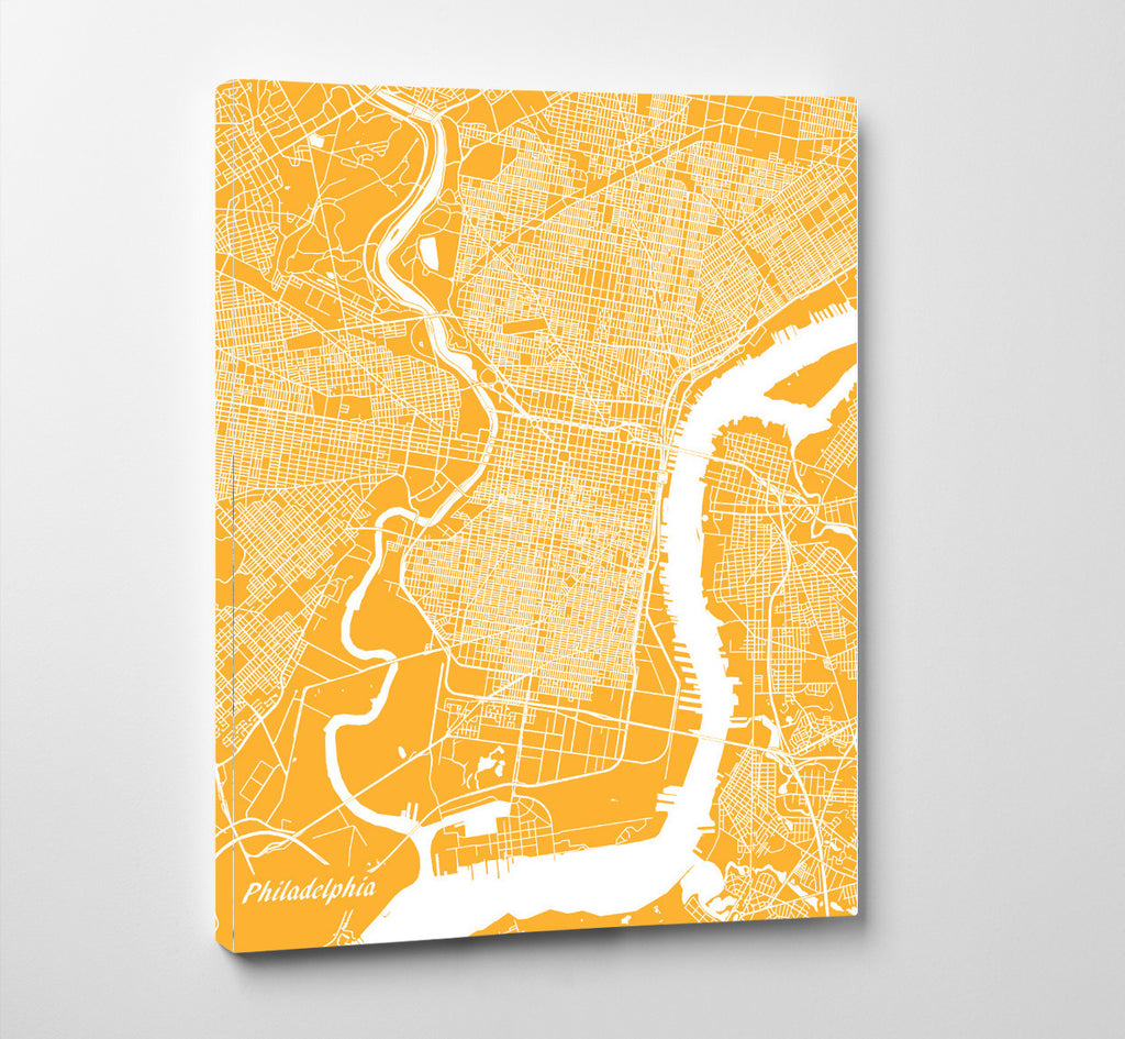 Philadelphia City Street Map Print Feature Wall Art Poster