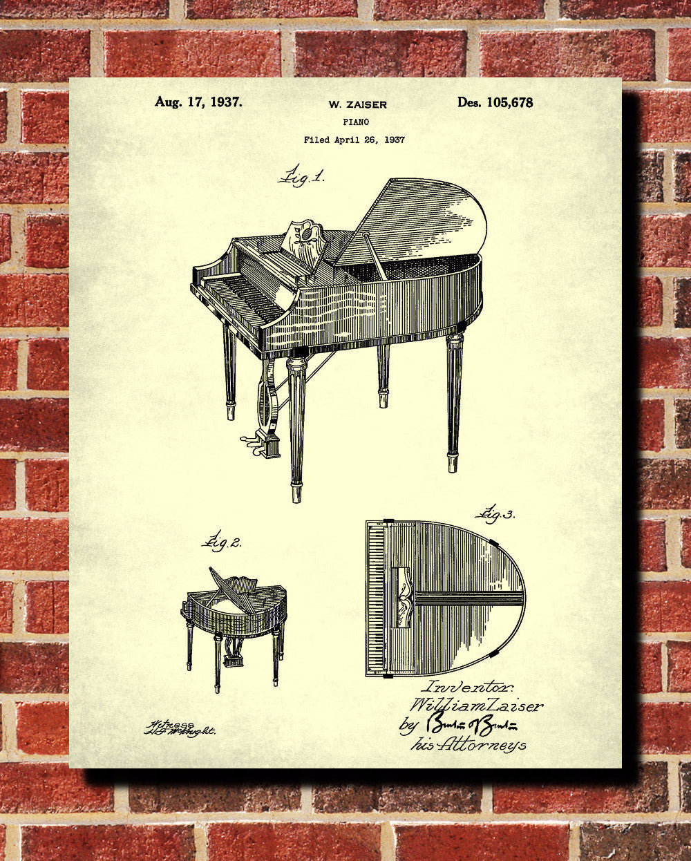 Piano Patent Print Musical Instrument Wall Art Music Room Poster - OnTrendAndFab